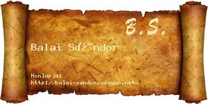 Balai Sándor névjegykártya